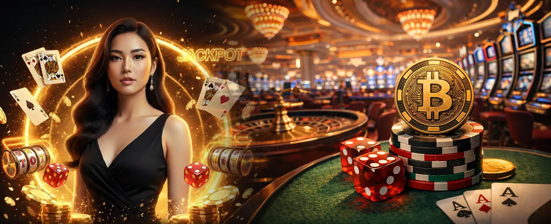 Live Casino Dealer with Cards and Chips at jiliok